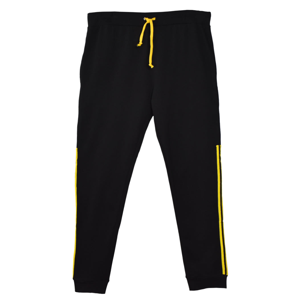 Single Jersey Yellow Stripes Black Jogger Pants