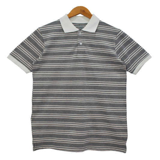 Grey Yarn-Dyed Striped Polo