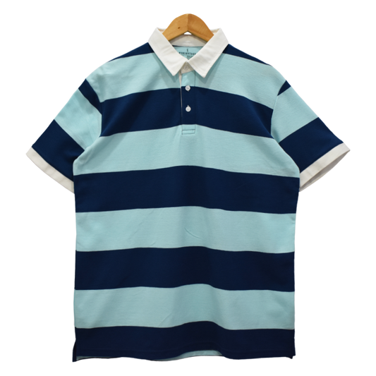 Turquoise & Green Yarn-Dyed Striped Polo