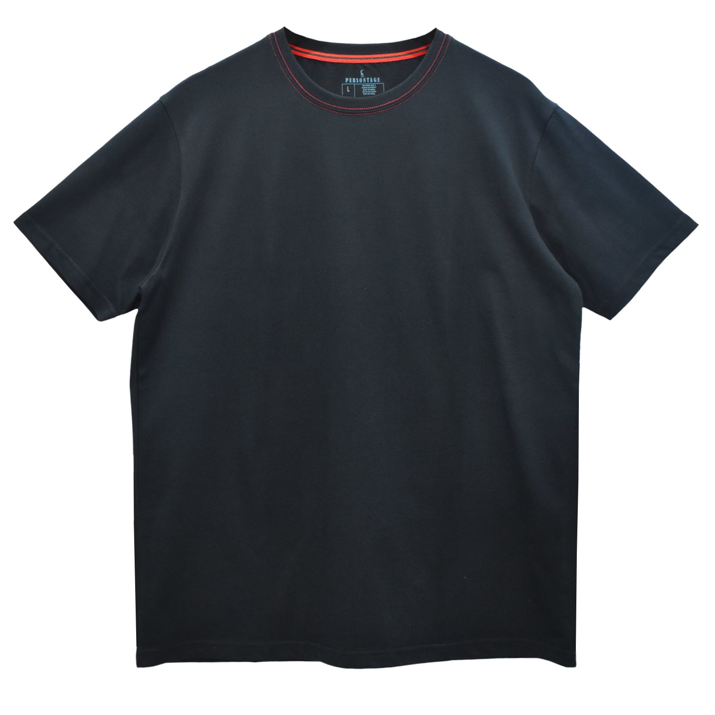 Red Contrast Black Basic Crew Neck