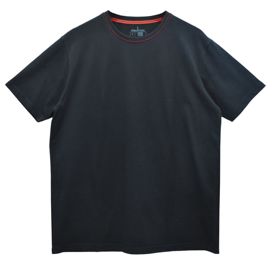 Red Contrast Black Basic Crew Neck