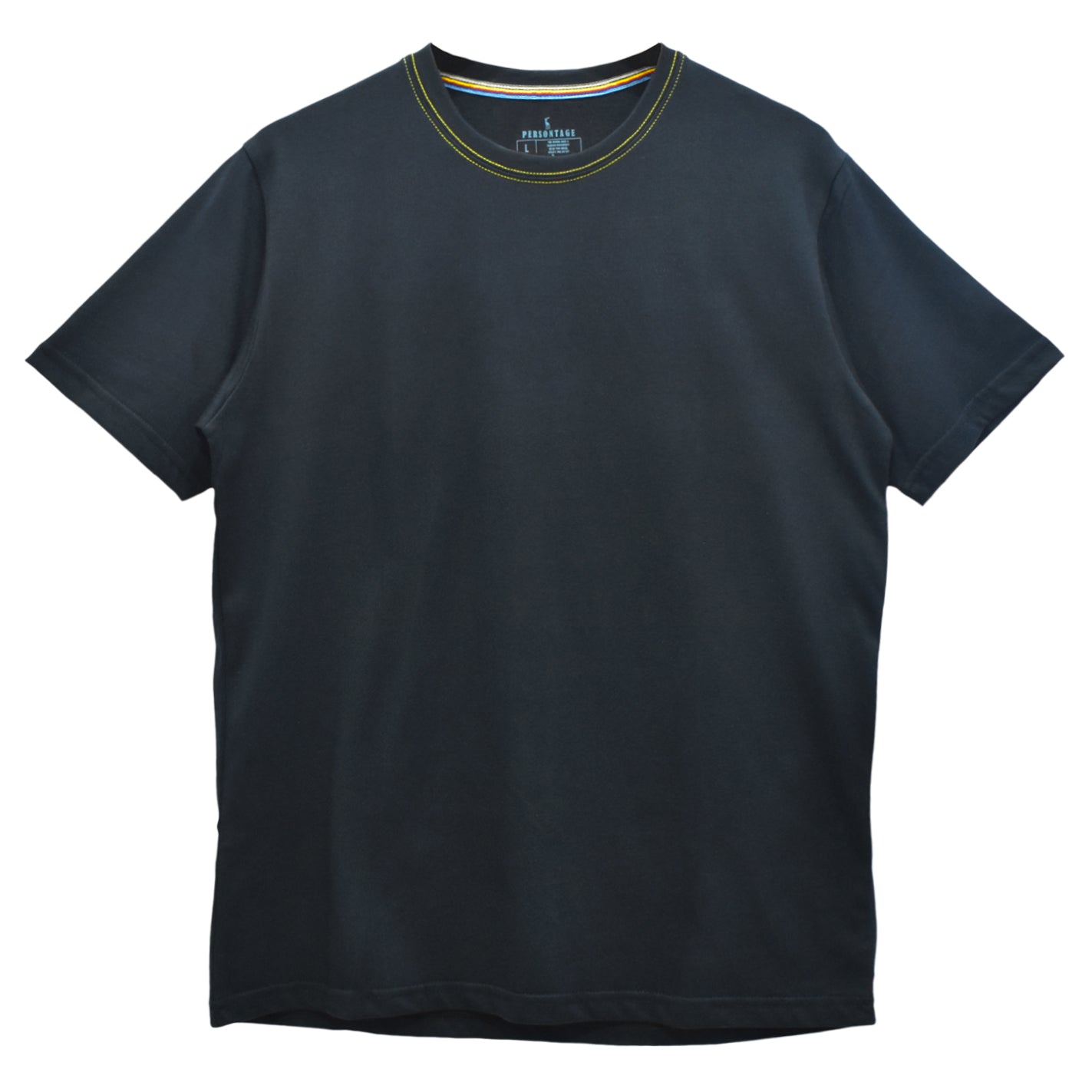 Yellow Contrast Black Basic Crew Neck T Shirt
