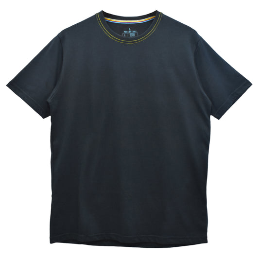Yellow Contrast Black Basic Crew Neck T Shirt