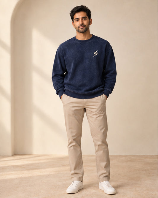 Navy Archive Wash Sweatshirt — front view