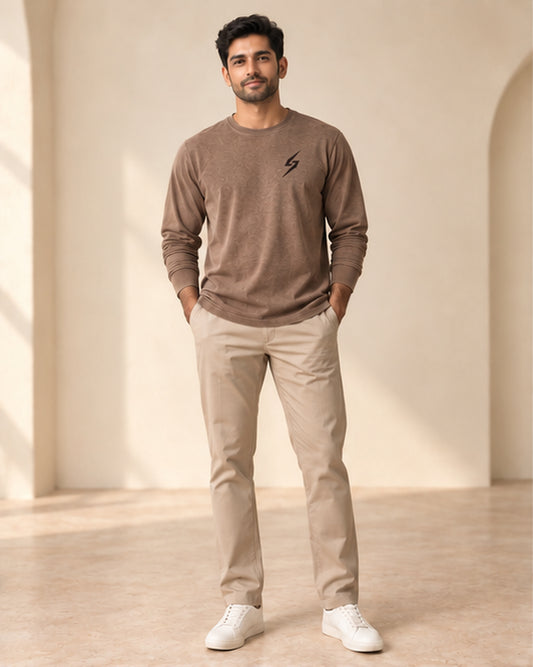 Mocha Voyage Archive Long-Sleeve Tee — front view