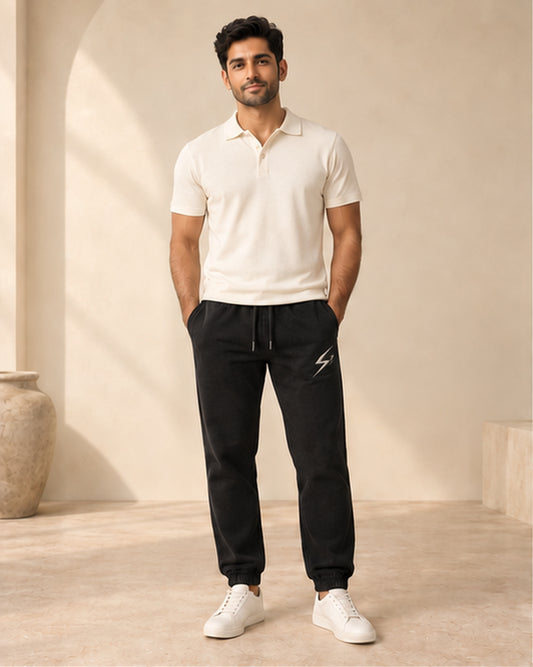 Black Everyday Wash Joggers — front view