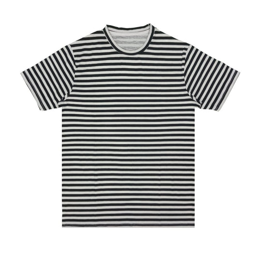 Black & White Yarn-Dyed Striped Crew-Neck T-Shirt